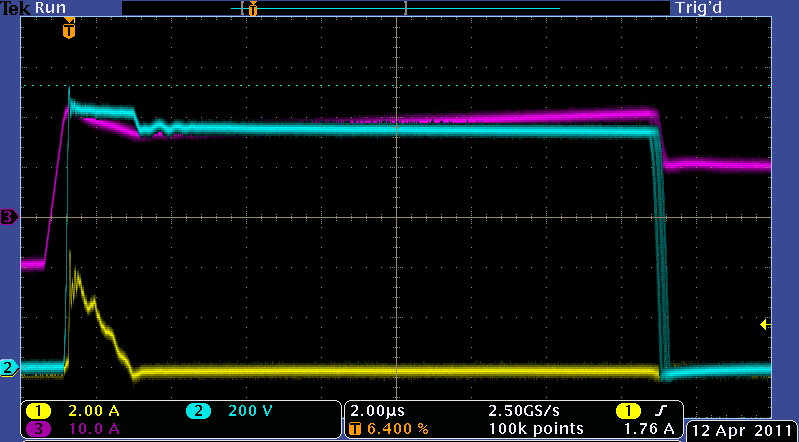 Käytettäessä stack-j nnitett 1, saadaan tasasuuntaajan diodien yli vaikuttavien j nnitepiikkien suuruudeksi n. 808 V. Kuva 62.