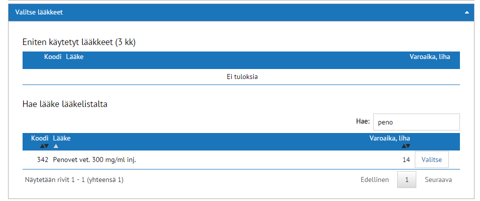 8. Hoidon syyt 1 ja 2 voi valita hoidon syyn diagnoosilistasta, joka avautuu Valitse - sanan jälkeen olevasta nuolesta. Numeron voi myös perinteisesti kirjoittaa.