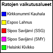Ampumaratakeskusten vaikutusaluevyöhykkeet ja niiden vertailu Verkkosovelluksen aloitussivulla oleva karttasovellus esittää kunkin ampumaratakeskuksen vaikutusalueen suhteessa muihin vapaasti
