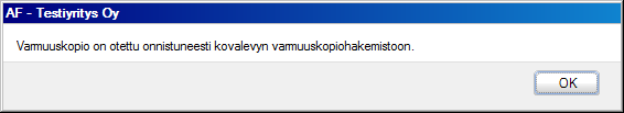 Tietokannan siirto muistitikulle (vanha kone) Tietokannan kopiointi on helpointa toteuttaa varmuuskopion kautta.