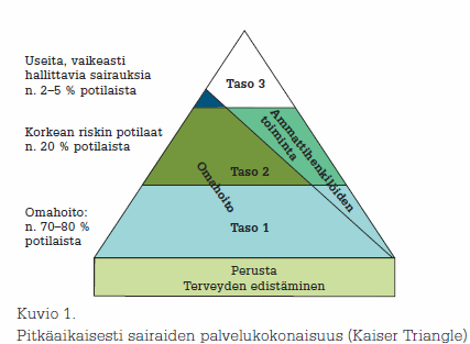 Heidän omahoidon toteutumisessa tarvitaan enemmän ammattilaisten tukea. Pitkäaikaisia sairauksia sairastavista henkilöistä pieni osa (n.