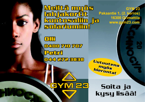 Iltarastit ja Gym23 yhteistyöhön Orimattilan Iltarastit on aloittanut yhteistyön Kehräämöllä toimivan kuntosalin, Gym23:n kanssa.