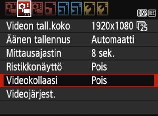 Tallenna videokollaasialbumina. Valitse [J Tallenna albumina] ja paina sitten <0>-painiketta. Videoleike tallennetaan videokollaasialbumin ensimmäiseksi videokollaasileikkeeksi.