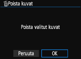 L Kuvien poistaminen 2 3 4 Valitse [Valitse ja poista kuvat]. Valitse [Valitse ja poista kuvat] ja paina sitten <0>-painiketta. Näyttöön tulee kuva.