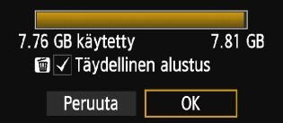 3 Kortin alustaminen Jos kortti on uusi tai jos se on aiemmin alustettu toisessa kamerassa tai tietokoneessa, alusta kortti tässä kamerassa.