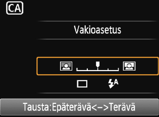 C Luova automaattikuvaus <C>-tilassa voit helposti muuttaa terävyysaluetta, kuvaustapaa/ itselaukaisua ja salamatoimintoa. Voit myös valita tunnelman, jonka haluat välittää kuvillasi.