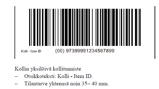 8 SSCC:n rakenne Esimerkki: (00) 1 64YYYYYYY 0000001 T 00 = Sovellustunnus (käytetään aina kun SSCC sijoitetaan GS1 viivakoodiin) 1 = Laajennustunnus (vapaavalintainen luku 0-9 väliltä) 64YYYYYYY =