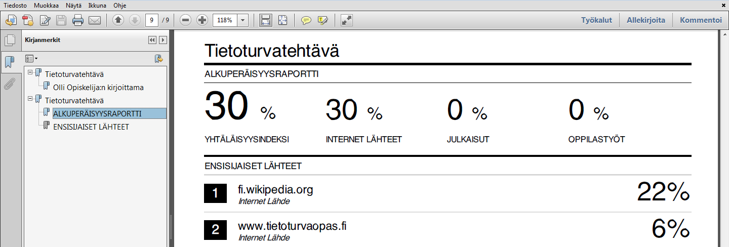 13 8 Raportin tulostaminen Napsauta tulostin-kuvaketta. Valitse Lataa PDF tämänhetkisestä näkymästä tulos.