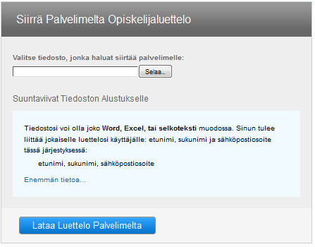 9 5. Täydennä Rekisteröi opiskelija -ikkuna. 5.3 Opiskelijat lisätään tiedostona Tee Word, Excel, tai