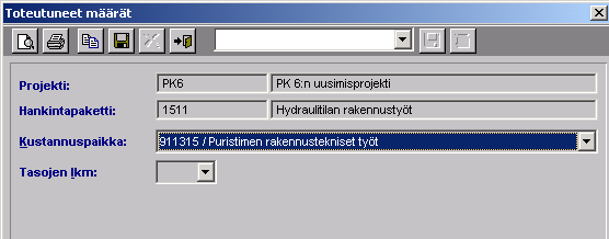 KÄYTTÖOHJE SIVU 11 (12) Liitetään nimikkeille leikepöydältä muusta ohjelmasta kopioidut määrät. Liittäminen alkaa valitusta rivistä eteenpäin.