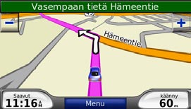 Pääsivujen käyttäminen Pääsivujen käyttäminen Kartta-sivu Voit avata karttasivun valitsemalla Katso karttaa. Ajoneuvokuvake näyttää nykyisen sijaintisi.