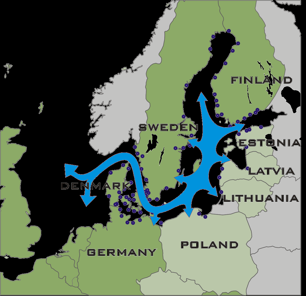 Suomen ulkomaankaupasta yli 80 % ja transito