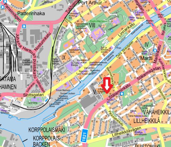 Kuva 7. Kunnostettavan alueen sijainti (Turun karttapalvelu) 15.10.