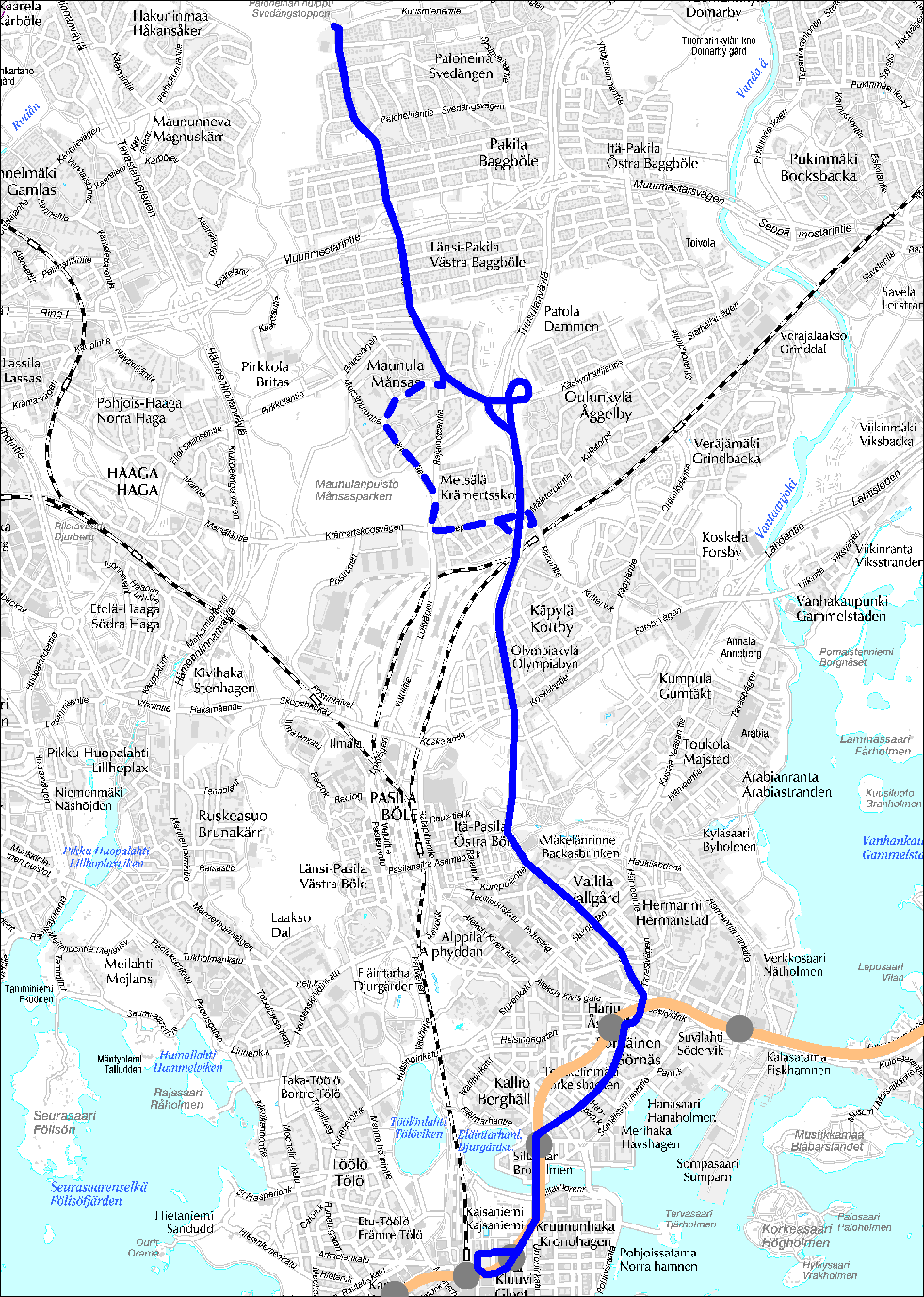 Linja 66 Rautatientori Paloheinä Länsi-Pakila ( Kuninkaantammi) Linja 66 Ruuhka Päivä/Ilta Hiljainen Vuoroväli, min 10 15