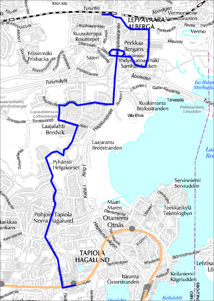 Linja 113 Tapiola (M) Pohjois-Tapiola Laajalahti Perkkaa Leppävaara Linja 113 Ruuhka Päivä/Ilta Hiljainen Vuoroväli, min 10 15 30 15 30 Minimi kierros, min 67 60 51 60 51 Suoritelaskennan kierros,