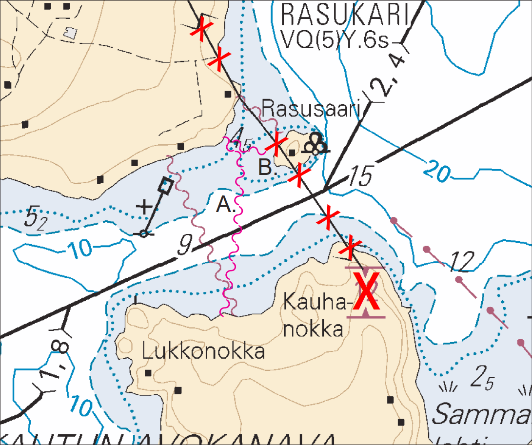 Suomi. Kokemäenjoen vesistö. Ruovesi. Kaapelit ja ilmajohto. Karttamerkintä. Finland. Kumo älvs vattendrag. Ruovesi. Kablar och luftledning. Kartmarkering. Finland. Kokemäkijoki watercourse. Ruovesi. Submarine cables and overhead cable.