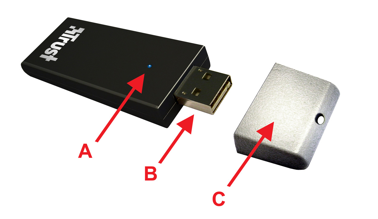 Tuotetiedot A: Virta/linkkivalo (Linkki: Valo päällä/vilkkuu B: USB.0 -liitin C: Suojus Asennus Käynnistä Käynnistä PC.