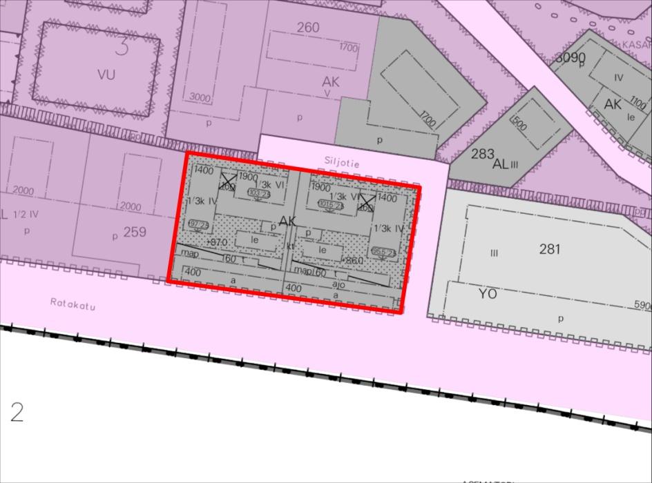 5. Siljotie 1 Vastuuhenkilö: Markku Pyhäjärvi Asuinkerrostalojen korttelialue Pinta-ala (%) 7 893 m² (100%) Rakennusoikeutta lisää 7