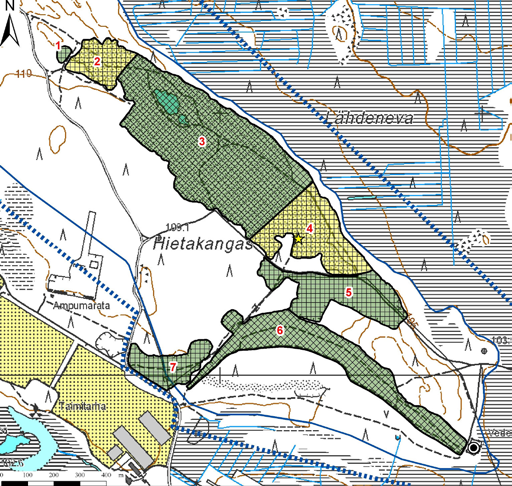 Kuva 110. Soranottoalueet: Hietakankaan pohjavesialue, 1021751 I lk, Kannus.