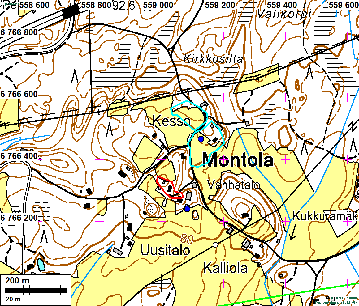 16 Seuraavana idässä on Montolan kylä, jota ei mainita vuonna 1558 kymmenysluettelossa eikä maakirjassa.