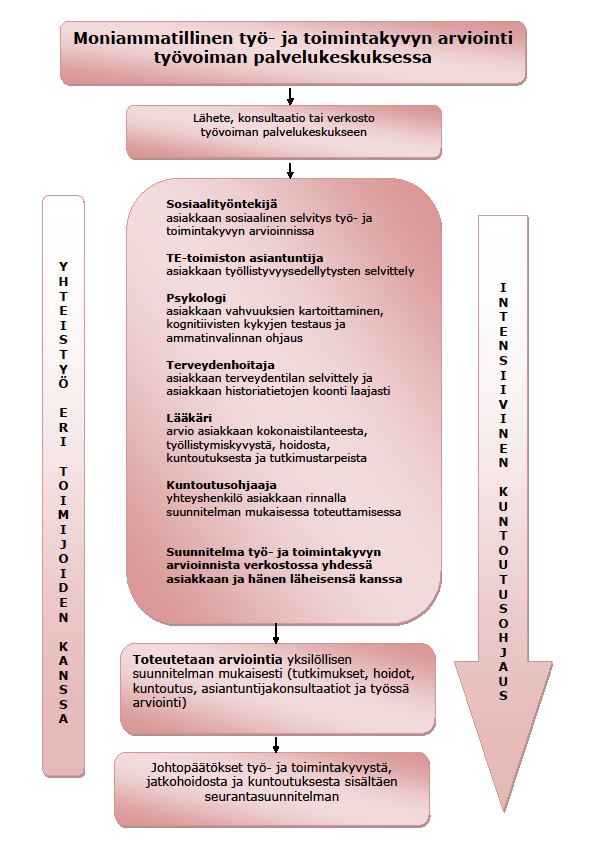 http://maakunta.kainuu.fi/singlenewsinfo.asp?id=3529&menu_id=2110&selected=2110&companyid=1& show= 4.2.1 Moniammatillisen työ- ja toimintakyvyn arvioinnin prosessi työvoiman palvelukeskuksessa Kuvio 2.
