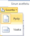 41 (53) 15 SIVUN ASETUKSET JA TULOSTAMINEN 15.1 Paperin suunta, sovittaminen sivulle, sivunvaihdot Suunta-työkalulla voi määritellä onko työkirja pysty- vai vaakasuunnassa.