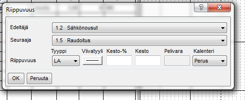 Liite 5 15 (23) Kuva 21. Ketjutuksen varmistus Tehtäviä on myös mahdollista ketjuttaa niin, että tietty tehtävä on ketjussa toisen tehtävän kanssa vaikka ne eivät olisi päällekkäin.