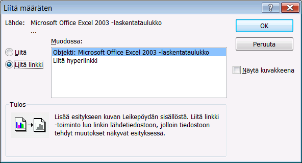 Linkitys muiden ohjelmien tiedostoihin PowerPoint-tiedoston voit linkittää muihin Windows-ohjelmien tiedostoihin ja niistä voit tehdä linkin PowerPointiin, näin ohjelmat vaihtavat tietoja keskenään.