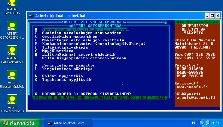 Asteri Ostoreskontra (Dos) Vuosipäivitys 12.10.2006 Päivityksen asentaminen... 4 EtäAsteri... 6 Tulostusongelmat windows kirjoittimilla.