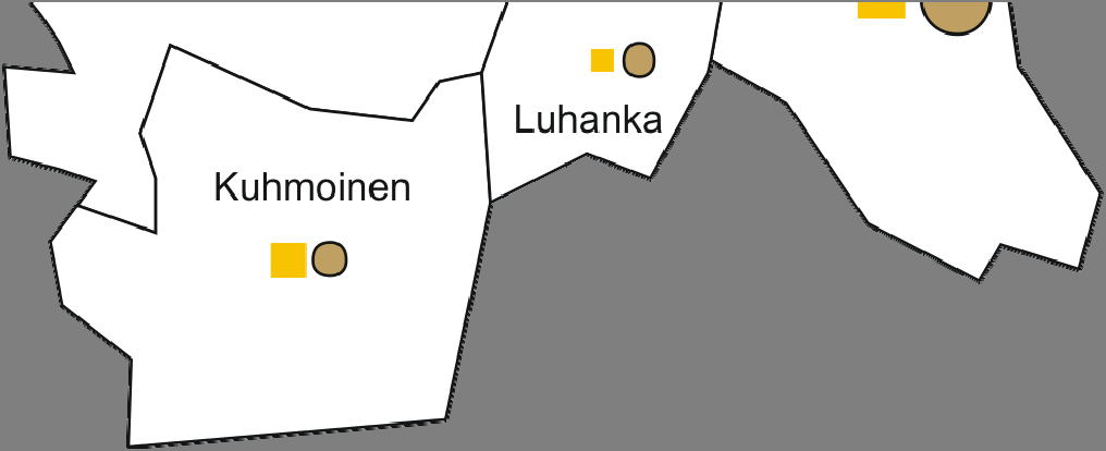 44 Kuva 14. Keski-Suomen kunnissa muodostuvan lannan määrä sekä peltobiomassan (olki ja nurmi) potentiaali (Pohjakartta-aineisto: Maanmittauslaitos lupanro 51/MML/10).