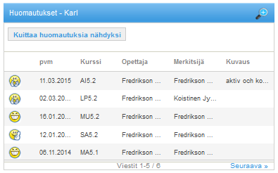 12 / 22 4.2 HUOMAUTUKSET Mikäli huomautukset eivät mahdu yhdelle sivulle, päästään seuraavalle sivulle klikkaamalla Seuraava-linkkiä.
