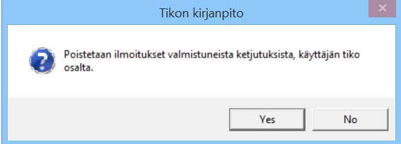 KETJUTUKSESTA VALMISTUNEET / TYÖJONOT Ketjutuksen valmistuneet työt Aputoiminnot Ketjutuksesta valmistuneet Jos ketjutuksessa ongelmia, Viestejä kohdassa lukee On!