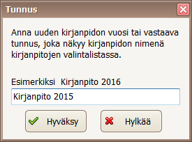 Uuden kirjanpidon luominen Kirjanpito-osa avataan Metsänpoika- ohjelman " "-talous.