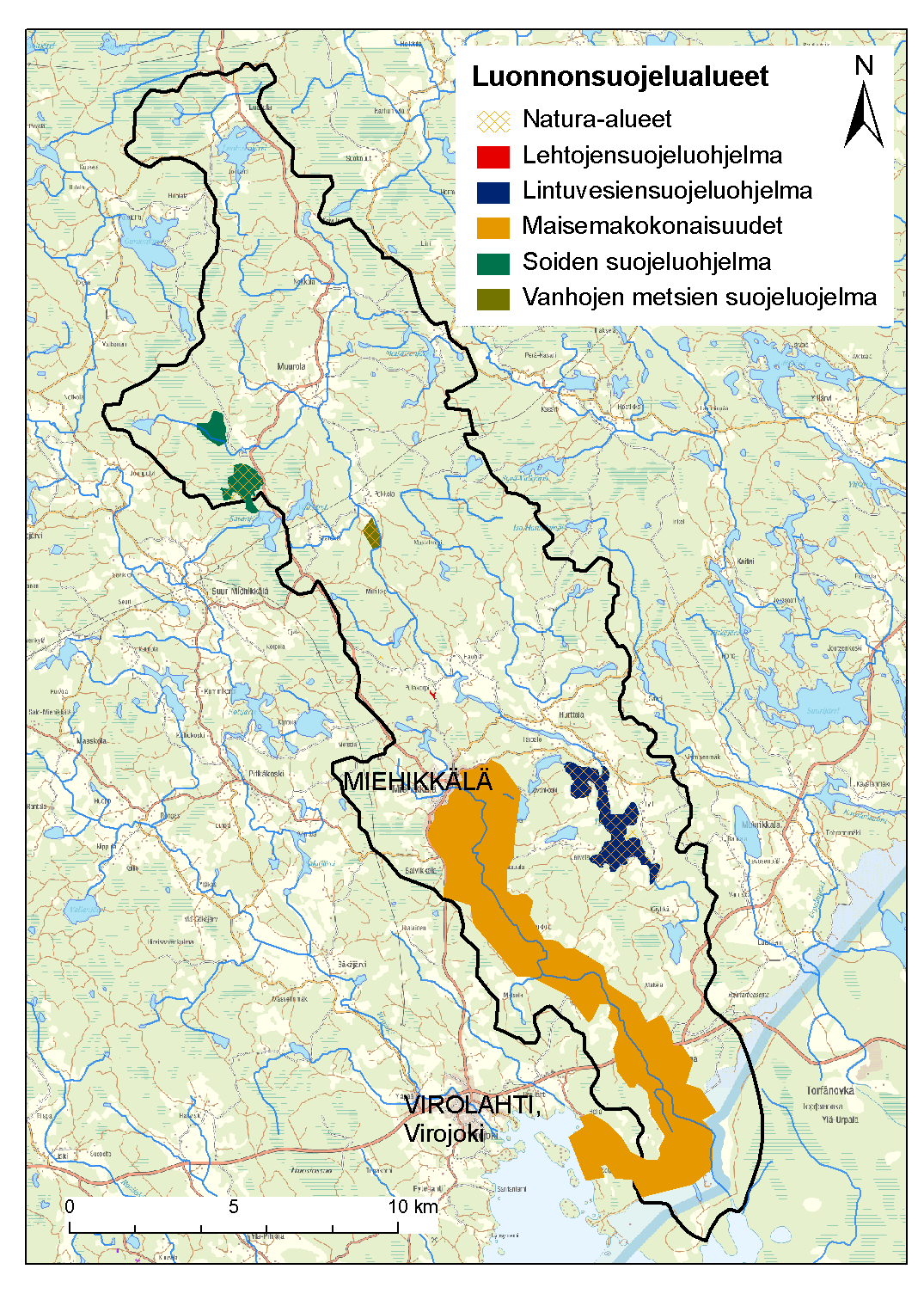 SYKE; Maanmittauslaitos lupa nro 7/MML/10; Affecto Finland Oy, Karttakeskus, Lupa L4659 Kuva 4. Luonnonsuojelualueet Vaalimaanjoki vesistöalue. 2.