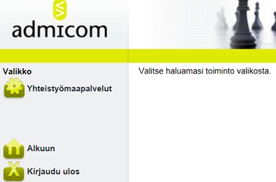 Sivu 2/7 Ulkoiset käyttäjät / Yhteistyömaapalvelut Sisäänkirjautuminen Kun olet saanut sähköposti-ilmoituksen Adminetiin