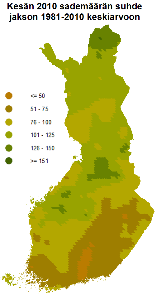 Yhteenvetoa kesien 2010-2012 sateista