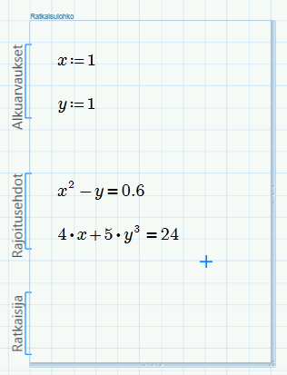 3. Kirjoita ratkaistavat yhtälöt käyttäen