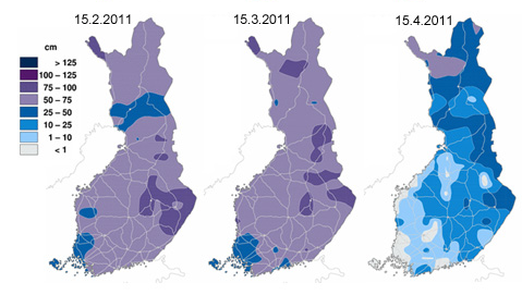 Savo-Karjalan Ympäristötutkimus Oy Kuva. Lumen esiintyminen helmi-huhtikuussa. Kesäkuu alkoi helteisenä. Ukkoskuurot aiheuttivat sähkökatkoja monin paikoin Ylä- Savossa.