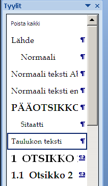 JYVÄSKYLÄN YLIOPISTO * Lisätietoa: Näin teet taulukot Word 2007:ssa Taulukon lisääminen 1(2) Julkaisuohjeen mukaan