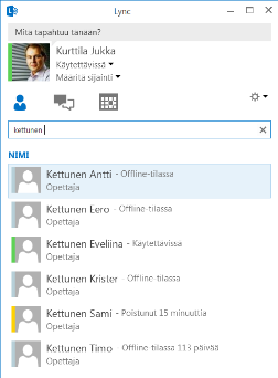 8 Lync Lync on ohjelma, jolla voit järjestää (isännöidä) verkkokokouksia tai voit liittyä muiden järjestämiin kokouksiin.