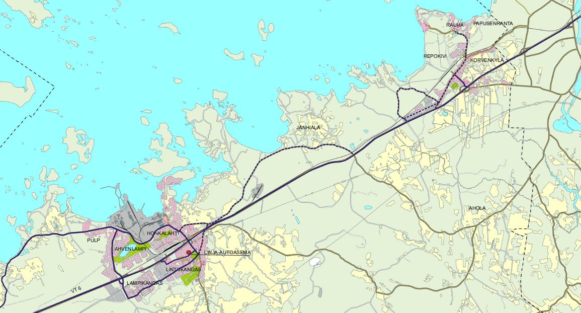 3 Joutsenon taajamien bussireitit Kuva: Joutsenon kirkonkylän ja Korvenkylän keskustaajamien bussireitit