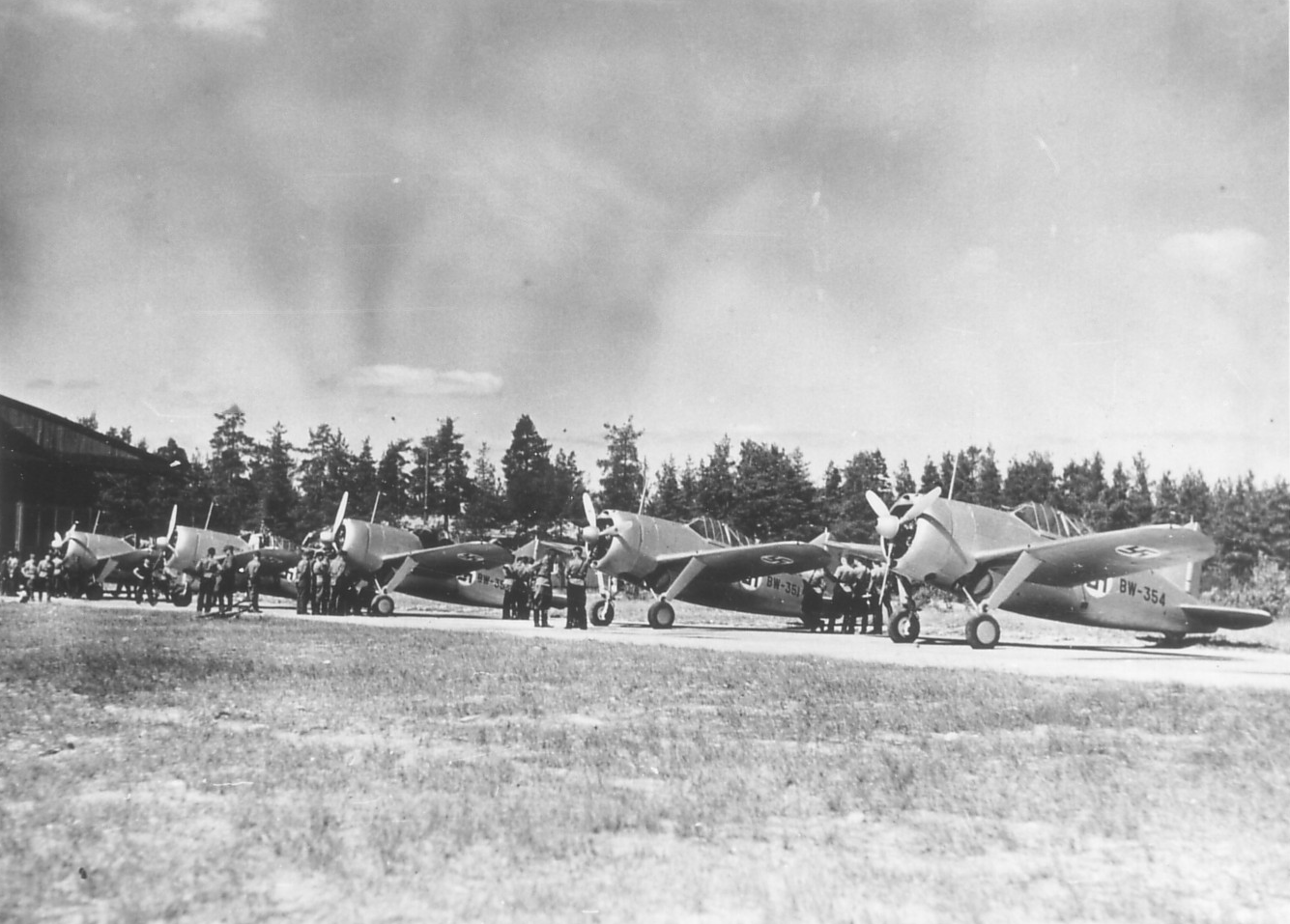 Brewsterit Vesivehmaalle Suomeen oli ostettu talvisodan aikana 44 Brewsteriä Yhdysvalloista. Ennen sodan loppua saapui suomeen 6 konetta loput kevään 1940 mittaan.