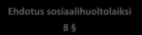 Ehdotus sosiaalihuoltolaiksi 8 Kunnan on vähintään kerran valtuustokaudessa kerättävä asukkaidensa näkemyksiä väestön hyvinvoinnin tilasta sekä varattava heille mahdollisuus osallistua ja vaikuttaa