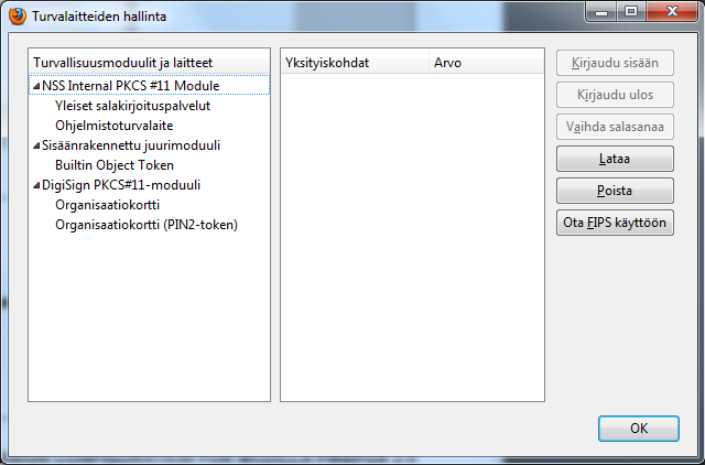 5. Anna moduulin nimeksi DigiSign PKCS#11-moduuli. 6. Paina Selaa ja hae koneeltasi cryptoki.dll-tiedosto.