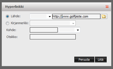 18 Linkkien tekeminen editorissa Voit tehdä linkkejä editorissa kirjoittamalla suoraan linkin osoitteen, eli esim. www.golfpiste.com.