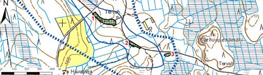 Puntalan pohjavesialueelta (kuva 359) kartoitettiin yksi soranottoalue. Alue on virkistyskäytössä. Kuva 359. Soranottoalue: Puntalan pohjavesialue, 1075911 II lk, Soini.