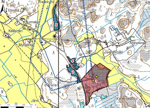 Heralankankaan pohjavesialueelta (kuva 344) kartoitettiin viisi soranottoaluetta.