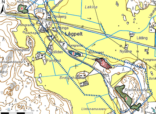 Kuva 431. Soranottoalueet: Laknen pohjavesialue, 1094402 II lk, Vöyri-Maksamaa. Kaurajärvi A:n ja Kaurajärvi B:n pohjavesialueilta (kuvat 432-434) kartoitettiin yhteensä 17 soranottoaluetta.