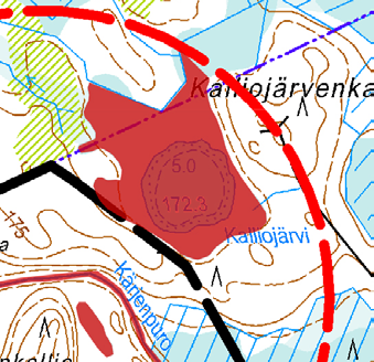 6. Lyhytkorsineva (LkN) [LC] Kalliojärveä ympäröivä lyhytkorsineva (LkN), jossa on pientä mättäisyyttä. Tavanomaisia kasveja ovat tupasvilla, leväkkö, tupasluikka ja mutasara.