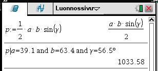 60 Ratkaisu: Käytetään pituusyksikkönä m, jolloin pinta-alan yksikkö on m2. Jätetään laskuissa yksiköt merkitsemättä.